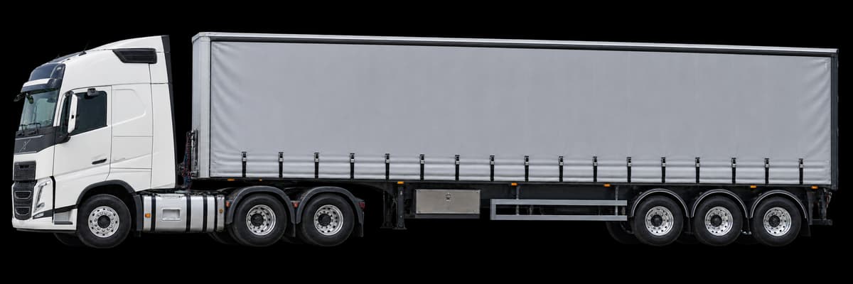 Prime mover connected to one curtain-sided semitrailer
