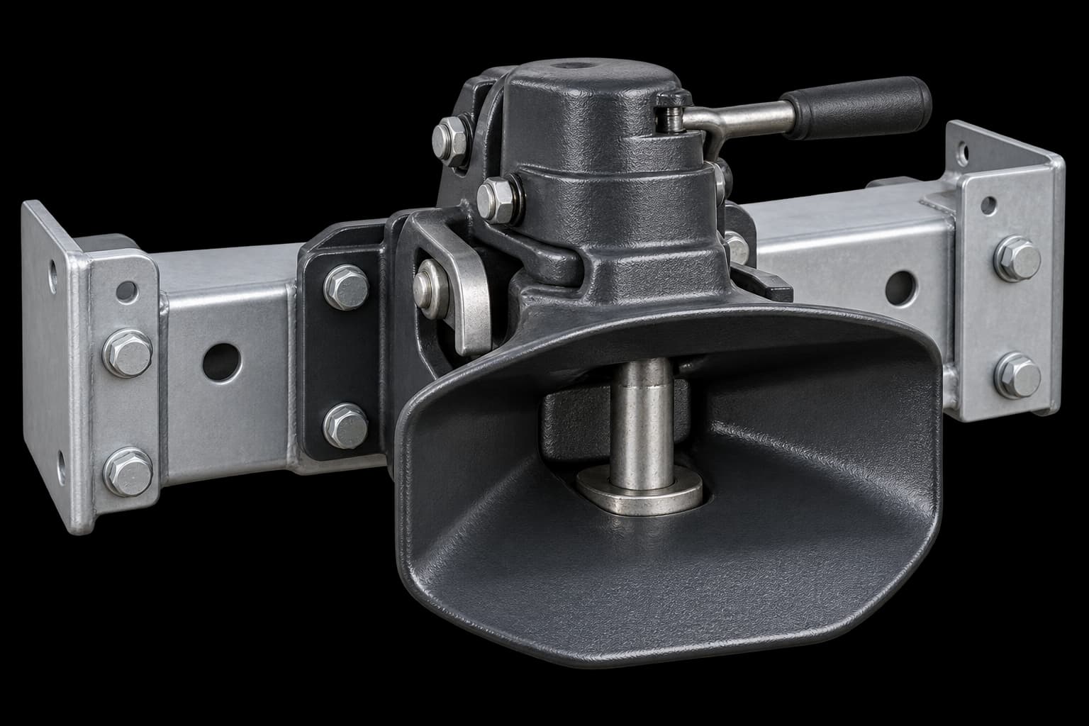 Pin-style drawbar coupling on a rear crossmember